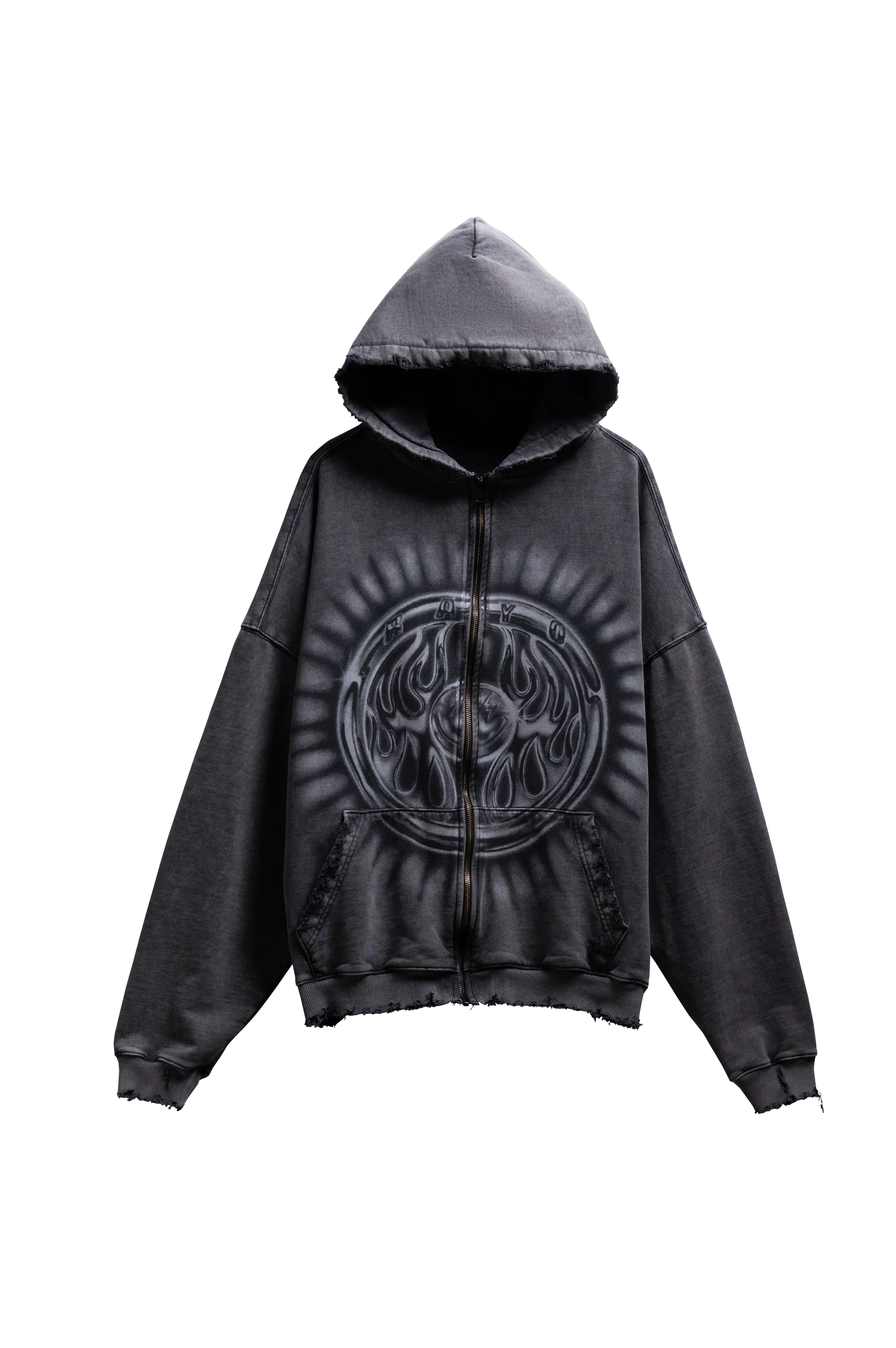 BLACK RAYO ZIP HOODIE