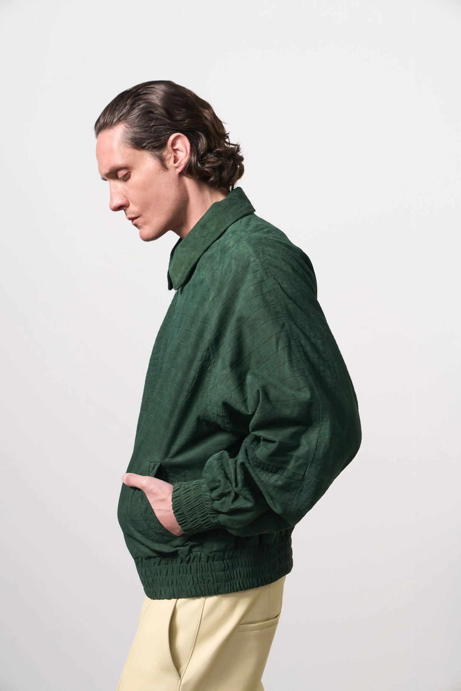 Men's Croco Suede Bomber Jacket - Image 4