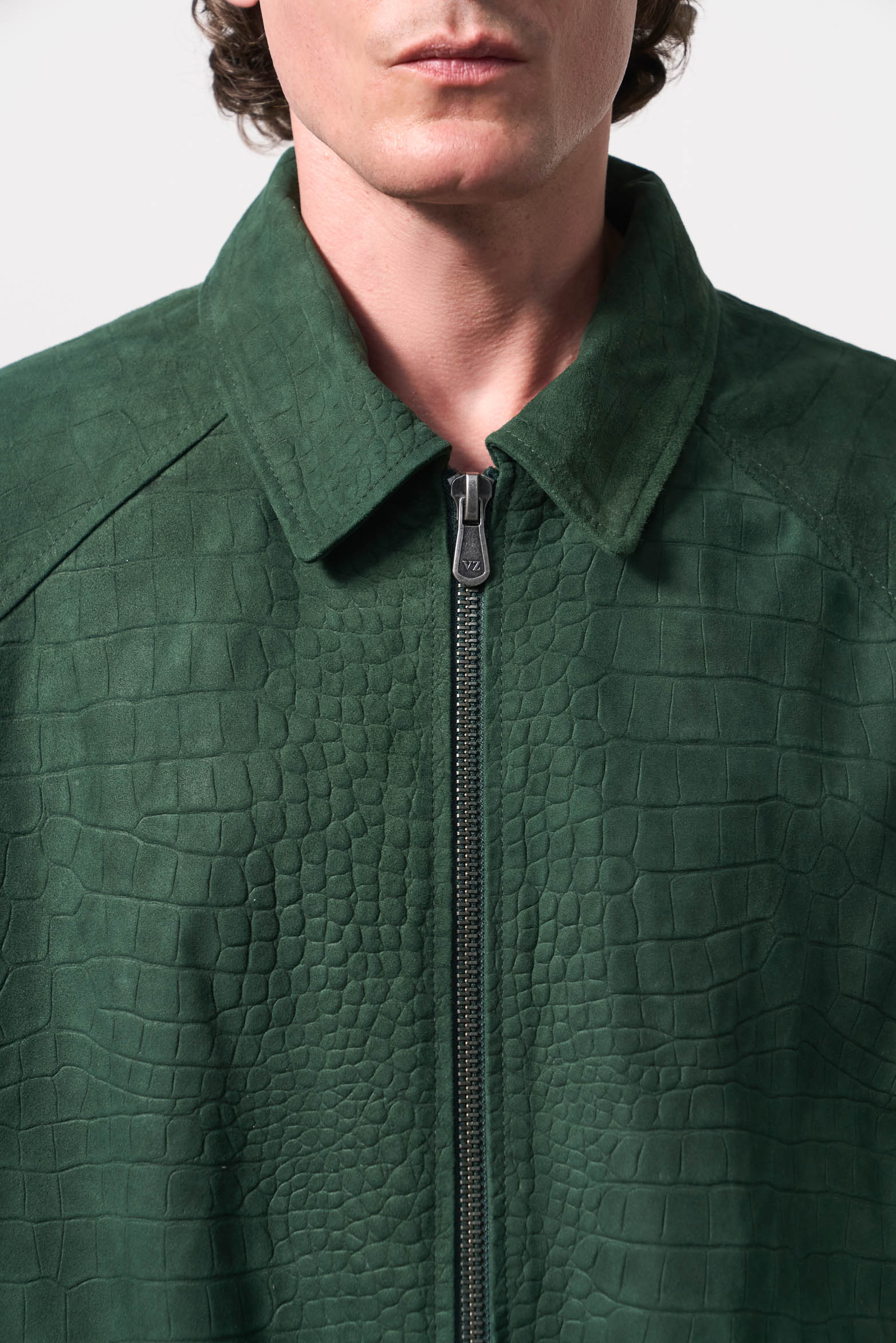 Men's Croco Suede Bomber Jacket - Image 5