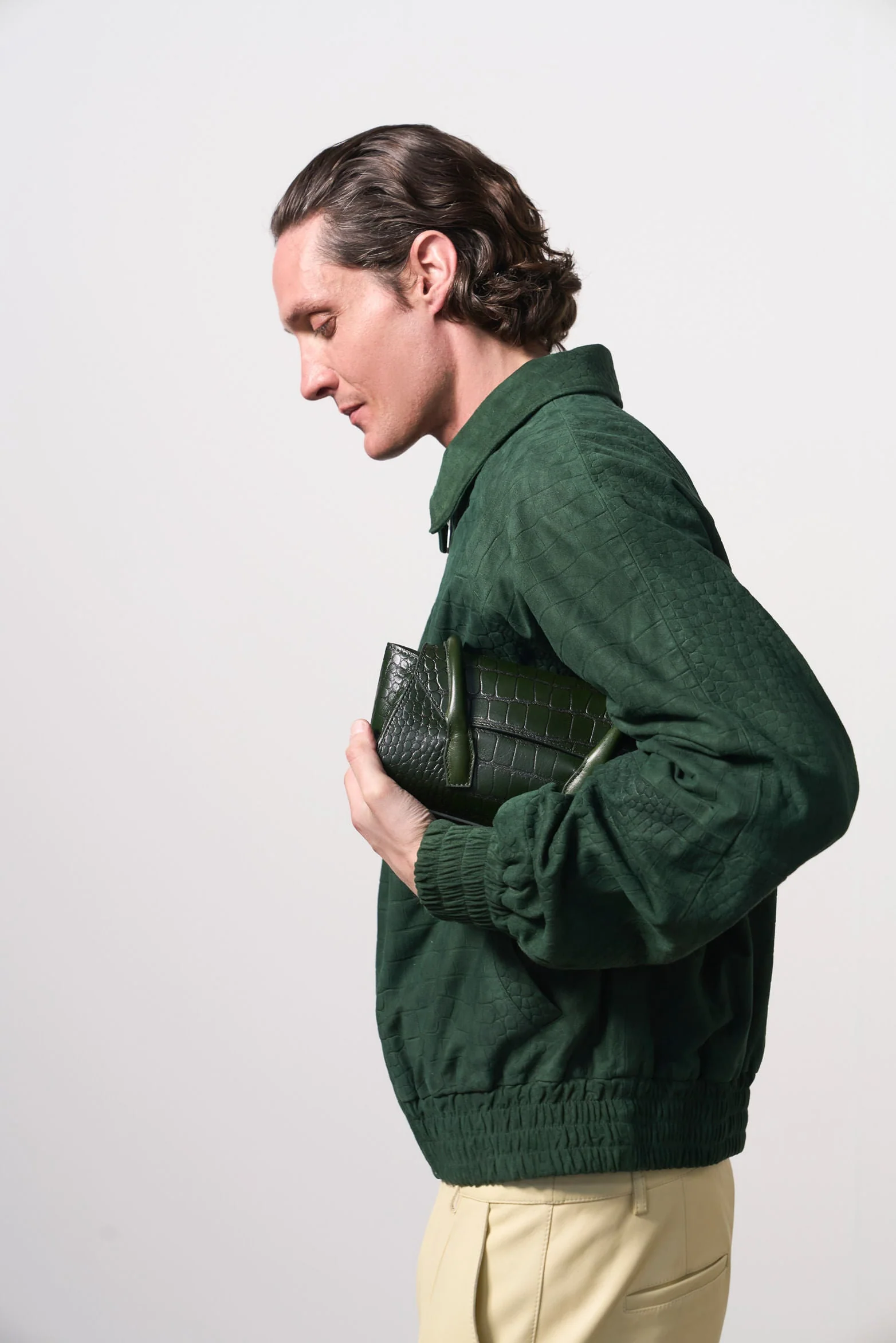 Men's Croco Suede Bomber Jacket - Image 6