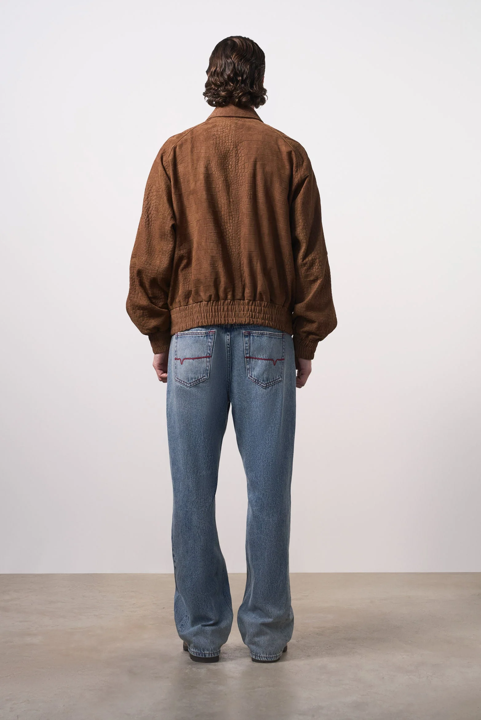 Men's Croco Suede Bomber Jacket - Image 3