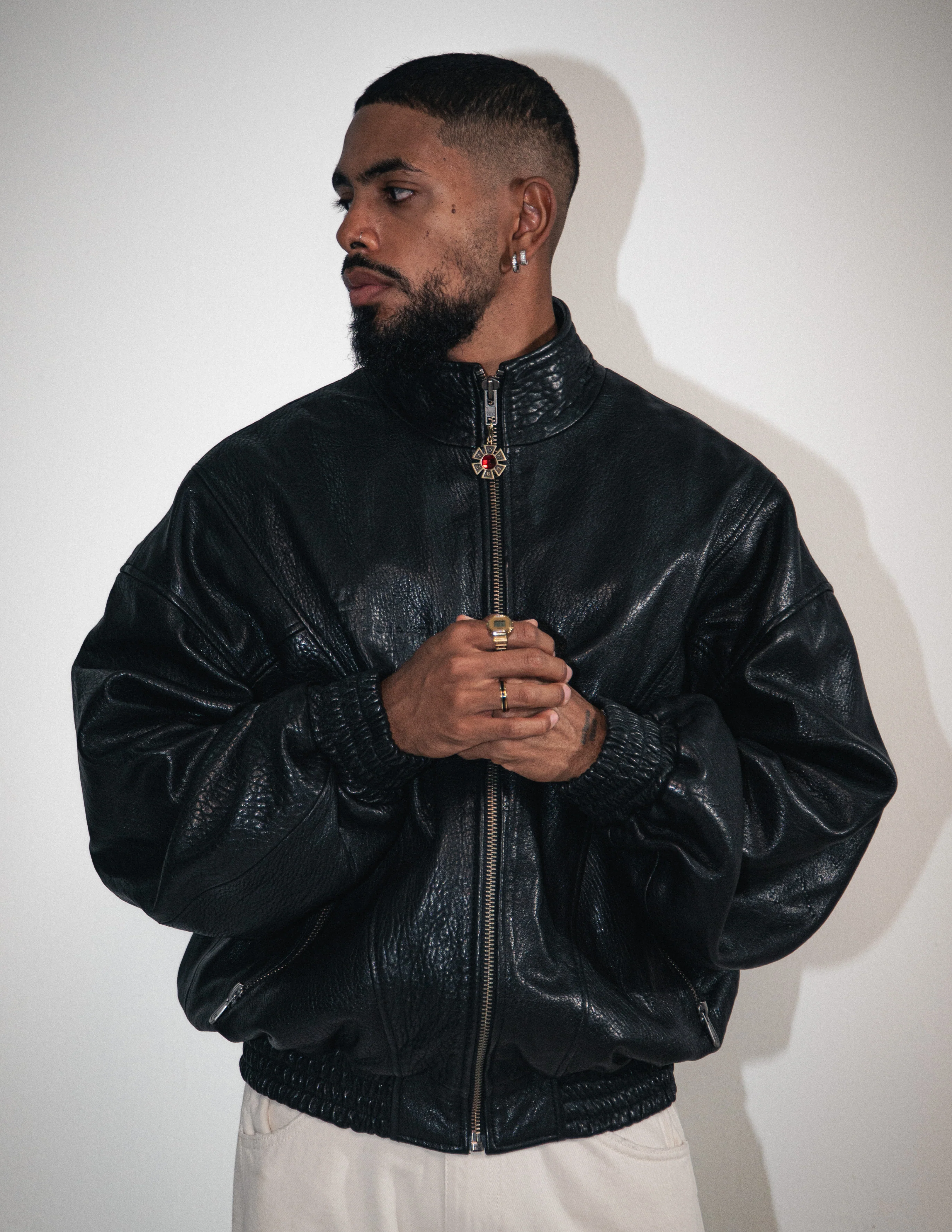 OMERTA BLACK LEATHER JACKET - Image 5