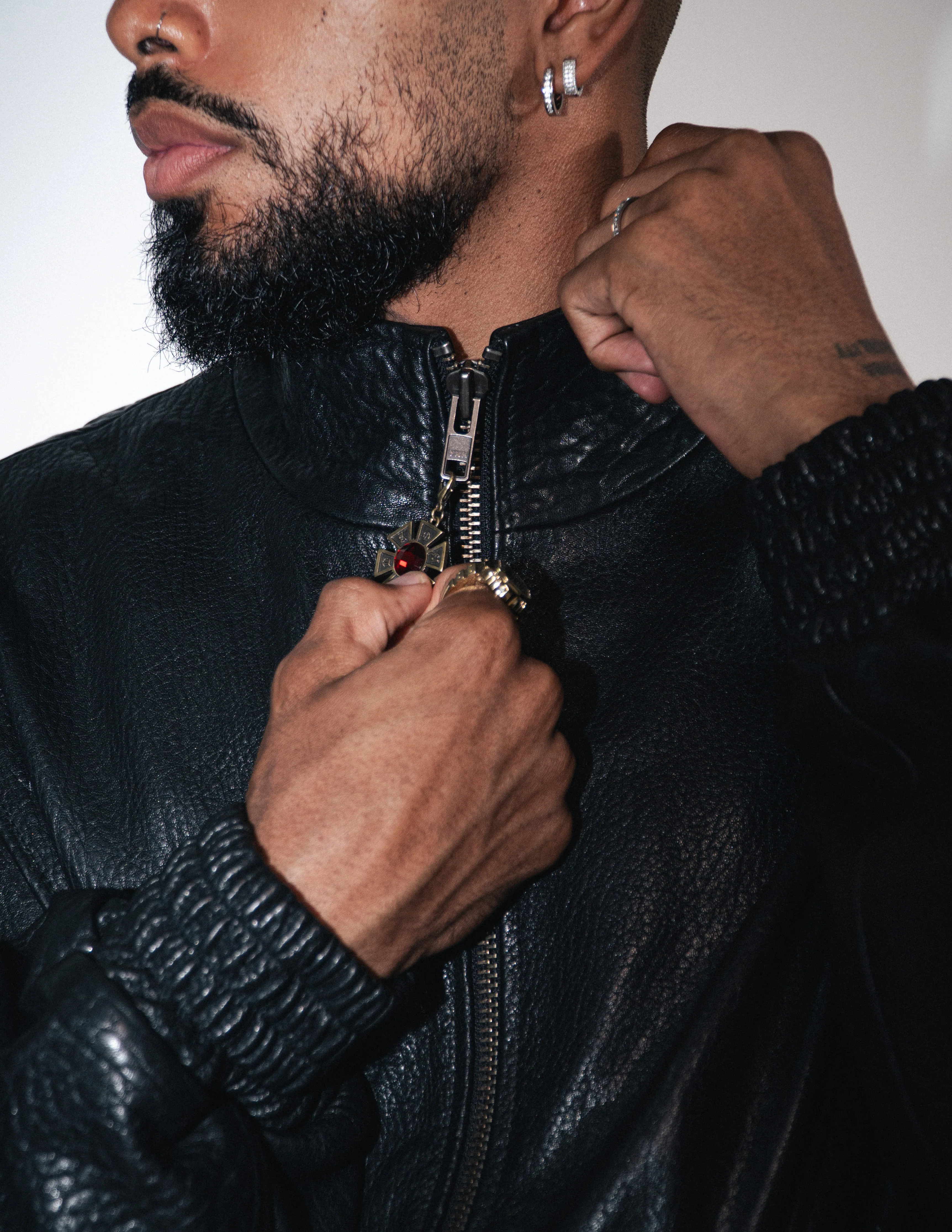 OMERTA BLACK LEATHER JACKET - Image 8
