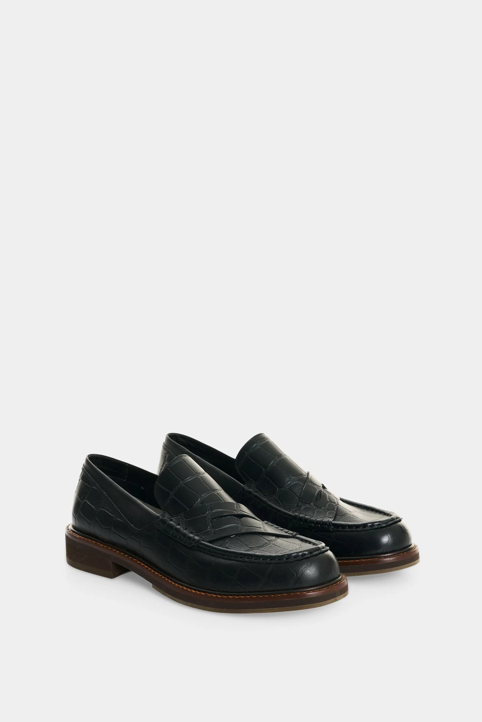 Women's Croco Leather Loafers - Image 2